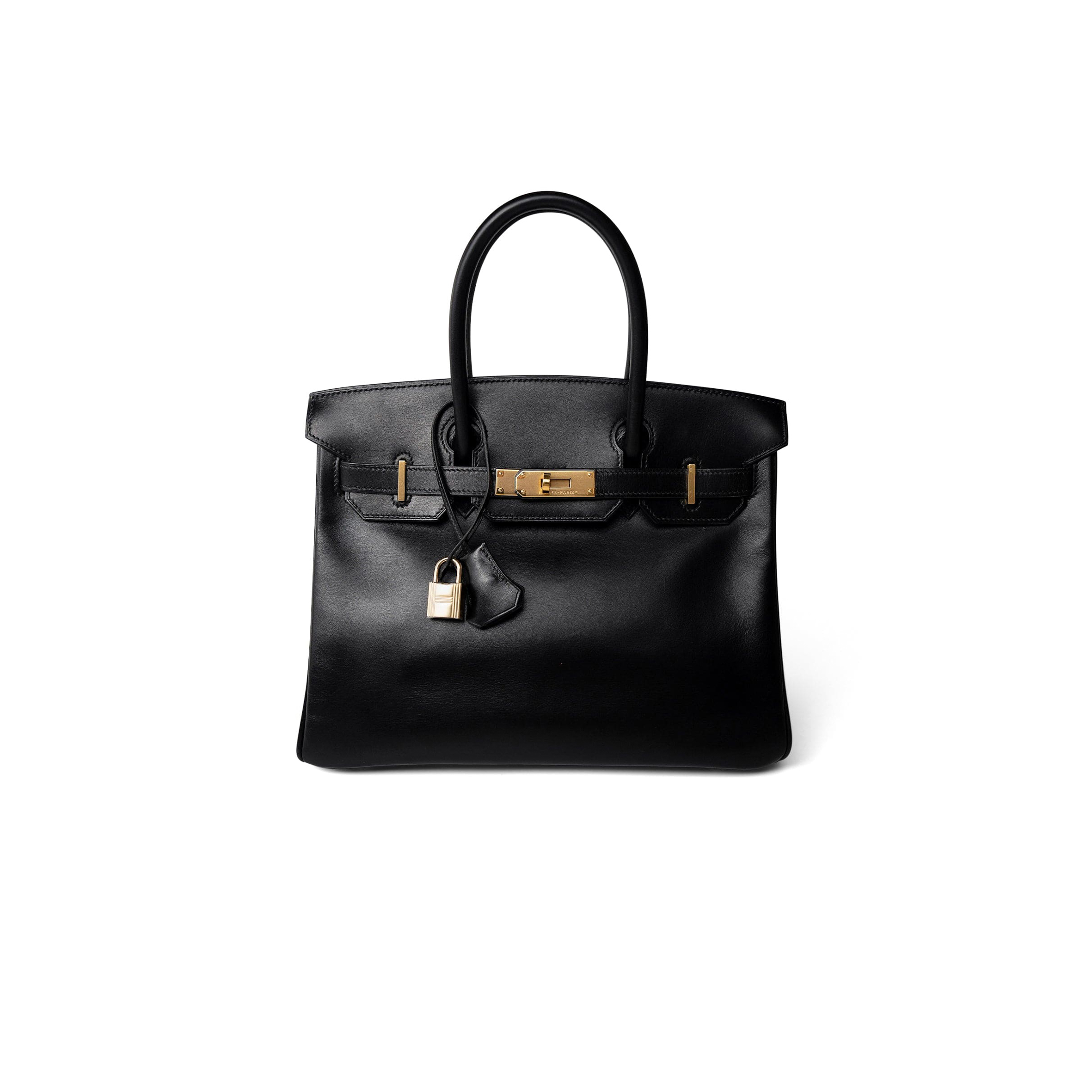 H**mes birkin 30 box leather black gold buckle h029281ck62 (30*23*15cm)